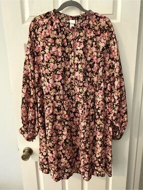 H&M Floral Smock Tunic Dress - Pink & Black size xxl